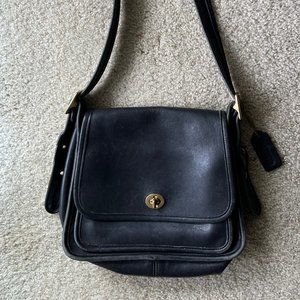 VTG Coach Classic Leather Rambler Crossbody Shoulder Bag - Black